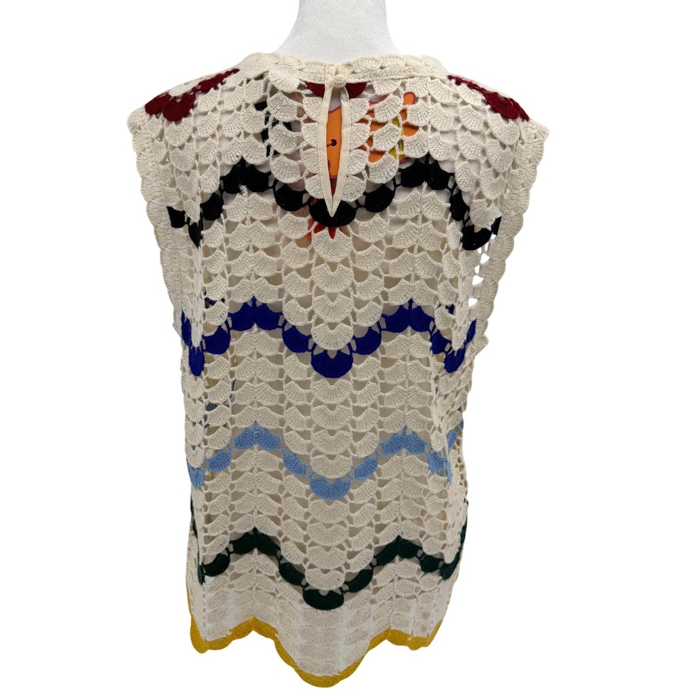NWT Chelsea & Violet Electra Chevron Crochet Sleeveless Top Large Ivory Boho - Picture 5 of 10